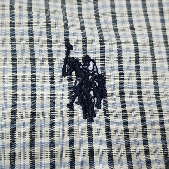 US Polo Assn. Shirt Men's 15 32/33 Plaid Blue Grey Wrinkle Resistance - Picture 7 of 9